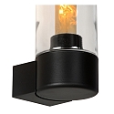 Lucide wall luminaire MICHA cylindrical E27 IP44, black, transparent