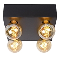 Lucide ceiling luminaire SURTUS 4 flames, square E27 IP20, black
