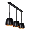 pendant luminaire NOLAN 3 flames, square E27 IP20, gold matt, brass, black