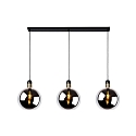 pendant luminaire JULIUS 3 flames E27 IP20, smoky colour, black