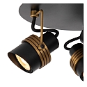 Lucide spot TUNDRAN 3 flames, round GU10 IP20, gold matt, brass, black