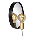 Lucide mirror luminaire REFLEX round, with switch E27 IP20, gold matt, black 