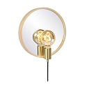 mirror luminaire REFLEX round, with switch E27 IP20, gold matt, wood 