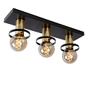Lucide ceiling luminaire ANAKA 3 flames, square E27 IP20, gold matt, brass, black