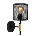wall luminaire BASKETT round E27 IP20, wood, black