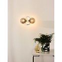 Lucide wall luminaire TYCHO 2 flames G9 IP20, gold matt, brass, smoky colour