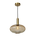 pendant luminaire MALOTO round E27 IP20, amber, gold matt, brass