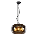 pendant luminaire OLIVIA 3 flames, round E27 IP20, smoky colour, black