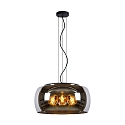 pendant luminaire OLIVIA 3 flames, round E27 IP20, smoky colour, black