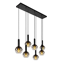 Lucide pendant luminaire MARIUS 7 flames, round E27 IP20, smoky colour, black