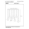 Lucide pendant luminaire MARIUS 7 flames, round E27 IP20, smoky colour, black