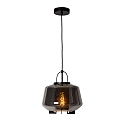 pendant luminaire SISKA square E27 IP20, smoky colour, black