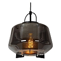 Lucide pendant luminaire SISKA square E27 IP20, smoky colour, black