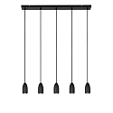 pendant luminaire EVORA 5 flames, long GU10 IP20, black matt dimmable
