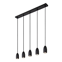 Lucide pendant luminaire EVORA 5 flames, long GU10 IP20, black matt dimmable