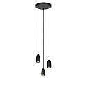 pendant luminaire EVORA 3 flames, round GU10 IP20, black matt dimmable