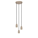 pendant luminaire EVORA 3 flames, round GU10 IP20, taupe dimmable