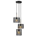 pendant luminaire BASKETT 3 flames, round E27 IP20, wood, black