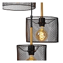 Lucide pendant luminaire BASKETT 3 flames, round E27 IP20, wood, black