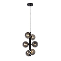pendant luminaire TYCHO 6 flames, cylindrical G9 IP20, smoky colour, black