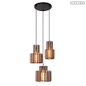 pendant luminaire ROLLO 3 flames E27 IP20, black, taupe dimmable