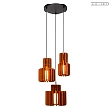 pendant luminaire ROLLO 3 flames E27 IP20, black, terracotta dimmable