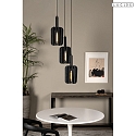 Lucide pendant luminaire RAFAL 3 flames E27 IP20, grey, black dimmable