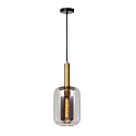 pendant luminaire JOANET round E27 IP20, gold matt, brass, smoky colour