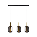 pendant luminaire JOANET 3 flames, round E27 IP20, gold matt, brass, smoky colour