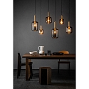 Lucide pendant luminaire JOANET 6 flames, square E27 IP20, gold matt, brass, smoky colour