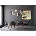 Lucide pendant luminaire JOANET 6 flames, square E27 IP20, gold matt, brass, smoky colour