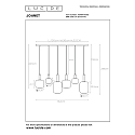 Lucide pendant luminaire JOANET 6 flames, square E27 IP20, gold matt, brass, smoky colour