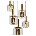 Lucide pendant luminaire JOANET 5 flames, round E27 IP20, gold matt, brass, smoky colour