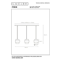 Lucide pendant luminaire FIRMIN 3 flames, cylindrical E27 IP20, gold matt, brass, opal