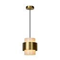 pendant luminaire FIRMIN cylindrical E27 IP20, gold matt, brass, opal