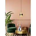 Lucide pendant luminaire FIRMIN cylindrical E27 IP20, gold matt, brass, opal