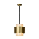 pendant luminaire FIRMIN cylindrical E27 IP20, gold matt, brass, opal