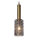 pendant luminaire CORALIE square E27 IP20, gold matt, brass, smoky colour