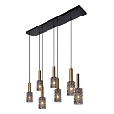 pendant luminaire CORALIE square E27 IP20, gold matt, brass, smoky colour