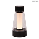 LED Akku- Tischleuchte LORALI � 7,7 x H 16 cm 120� 1,2W 2600K IP44 CRI>80 dimmbar, schwarz