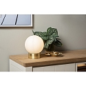table lamp JORIT round E27 IP20, gold matt, brass, opal 