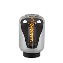 table lamp JOANET round E27 IP20, smoky colour, black 