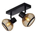 Lucide spot LUCAS 2 flames, square E14 IP20, gold matt, brass, black