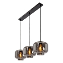 Lucide pendant luminaire MEDINE 3 flames, square E27 IP20, smoky colour, black