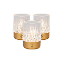 Lucide LED-Akku-Tischleuchte LILY, IP20, � 8cm, 3W 2700K 80lm, 3-stufiger Touch-Dimmer + USB-C Kabel, Acrylglas, Gold matt / Messing