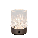 LED-Akku-Tischleuchte LILY, IP20, � 8cm, 3W 2700K 80lm, 3-stufiger Touch-Dimmer + USB-C Kabel, Acrylglas, Schwarzchrom matt