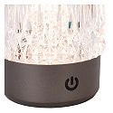 Lucide LED-Akku-Tischleuchte LILY, IP20, � 8cm, 3W 2700K 80lm, 3-stufiger Touch-Dimmer + USB-C Kabel, Acrylglas, Schwarzchrom matt