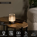 Lucide LED-Akku-Tischleuchte LILY, IP20, � 8cm, 3W 2700K 80lm, 3-stufiger Touch-Dimmer + USB-C Kabel, Acrylglas, Schwarzchrom matt