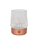 Lucide LED-Akku-Tischleuchte LILY, IP20, � 8cm, 3W 2700K 80lm, 3-stufiger Touch-Dimmer + USB-C Kabel, Acrylglas, Kupfer matt