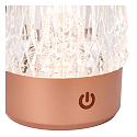 Lucide LED-Akku-Tischleuchte LILY, IP20, � 8cm, 3W 2700K 80lm, 3-stufiger Touch-Dimmer + USB-C Kabel, Acrylglas, Kupfer matt